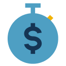 a stopwatch with a dollar sign